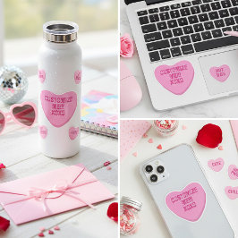 Retro Candy Heart Personalized Custom Pink Vinyl シール