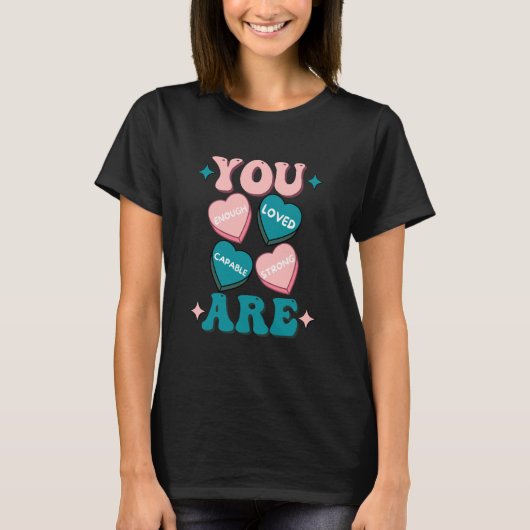 Retro Candy Heart Teacher Valentine's Day You Are  Tシャツ (正面)