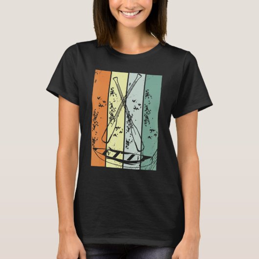 Retro Canoeing Paddle Paddling Canoeist Kayak Kaya Tシャツ (正面)