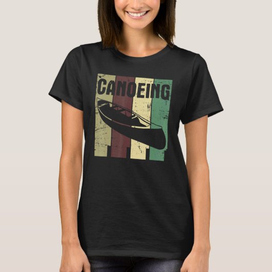 Retro Canoeing Paddle Paddling Canoeist Kayak Kaya Tシャツ (正面)