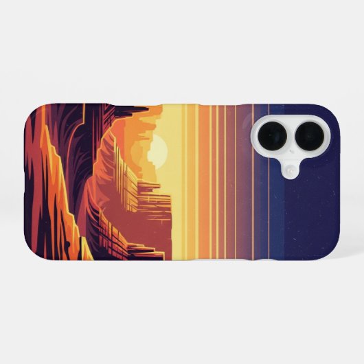 Retro Canyon Layers iPhone 16ケース (裏面横)