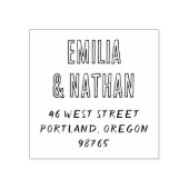 Retro Capitals Quirky Wedding Return Address ラバースタンプ (インプリント)