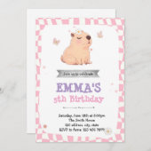 Retro Capybara birthday invitation 招待状 (正面/裏面)