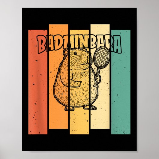 Retro Capybara Shuttle - Vintage Badminton Badminb ポスター (正面)