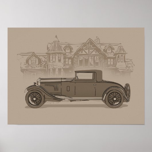 Retro Car Artwork ポスター (正面)