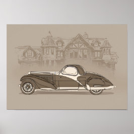 Retro Car Artwork ポスター