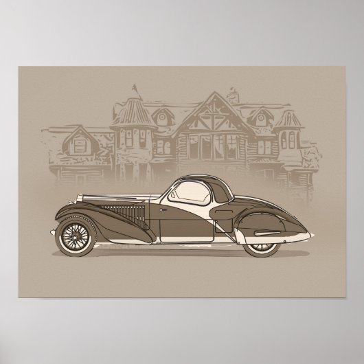 Retro Car Artwork ポスター (正面)