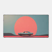 Retro Car Minimal Sunset Artwork デスクマット (正面)