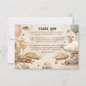 Retro Car Themed Kids Birthday サンキューカード (正面)