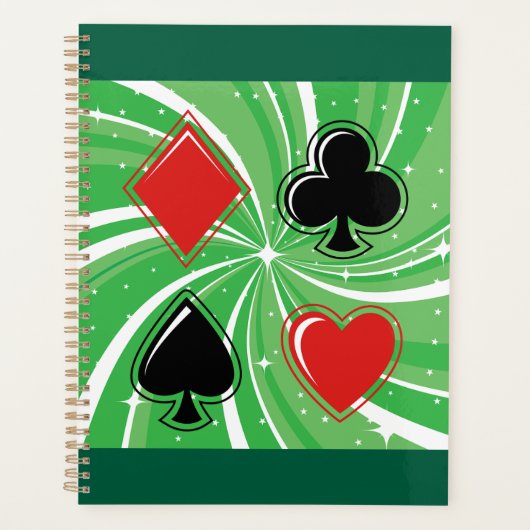 Retro Card Suits Vibrant Red and Black プランナー手帳 (正面)