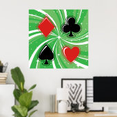 Retro Card Suits Vibrant Red and Black ポスター (ホームオフィス)