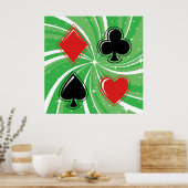 Retro Card Suits Vibrant Red and Black ポスター (キッチン)