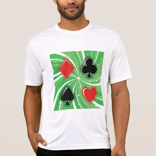 Retro Card Suits Vibrant Red and Black Tシャツ (正面)