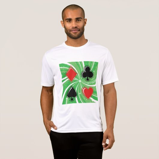 Retro Card Suits Vibrant Red and Black Tシャツ (正面フル)