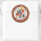 Retro Carnival Kids Birthday Sticker ラウンドシール (バッグ)