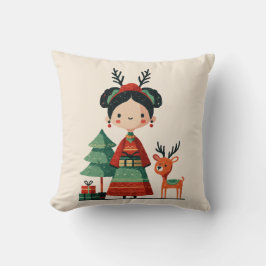 Retro Cartoon Frida Kahlo Simple Cute Christmas クッション