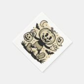Retro cartoon-inspired pumpkin Halloween napkins スタンダードカクテルナプキン (角)
