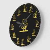 Retro Cartoon People Themed Gold Large Clock ラージ壁時計 (傾斜)