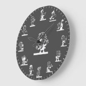 Retro Cartoon People Themed White Large Clock ラージ壁時計 (傾斜)
