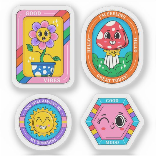 Retro cartoon sticker set シール (正面)