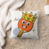 Retro Cartoon Table Tennis Paddle Throw Pillow クッション (ブランケット)