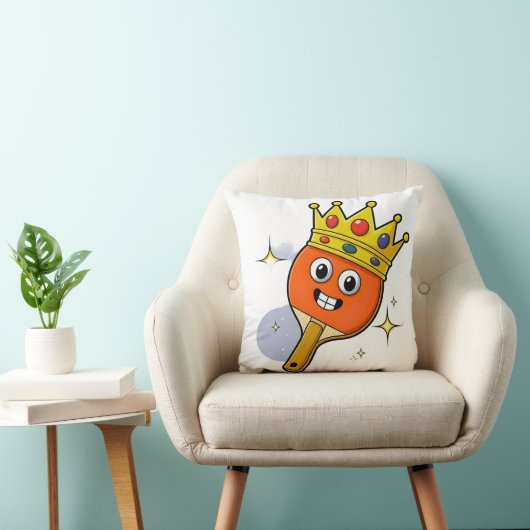 Retro Cartoon Table Tennis Paddle Throw Pillow クッション (椅子)