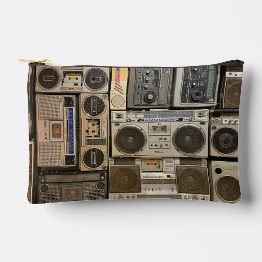Retro cassette on print cut sew pouch アクセサリーポーチ (正面)