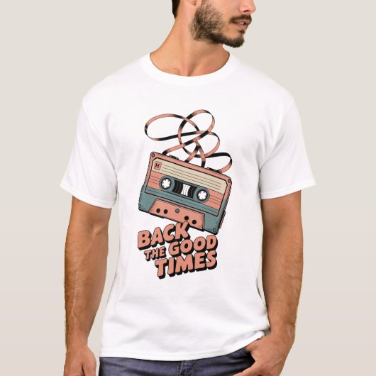 Retro Cassette Tape – “Back to the Good Times” Vin Tシャツ (正面)
