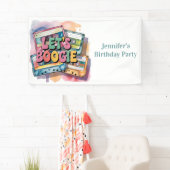 Retro Cassette Tape Let’s Boogie Adult Birthday  横断幕 (インサイチュ)