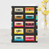 Retro Cassette Tape Pattern – Vintage Music カード (黄色い花)