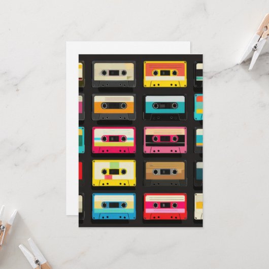 Retro Cassette Tape Pattern – Vintage Music カード (正面/裏面インサイチュ)