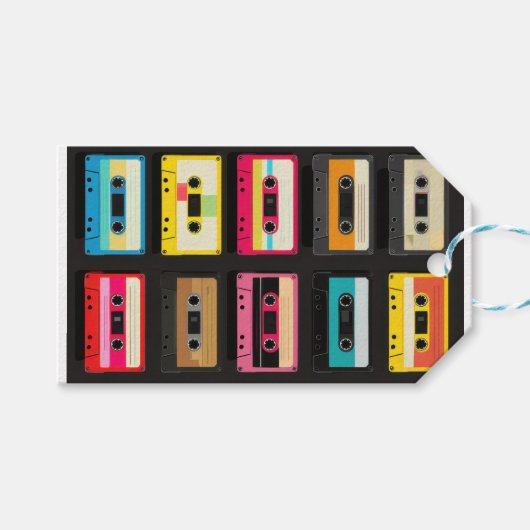Retro Cassette Tape Pattern – Vintage Music  ギフトタグ (正面(横))