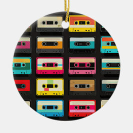 Retro Cassette Tape Pattern – Vintage Music  セラミックオーナメント