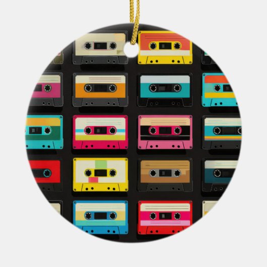 Retro Cassette Tape Pattern – Vintage Music  セラミックオーナメント (正面)