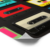 Retro Cassette Tape Pattern – Vintage Music ポスター (角)