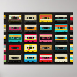 Retro Cassette Tape Pattern – Vintage Music  ポスター