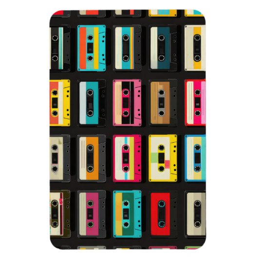 Retro Cassette Tape Pattern – Vintage Music  マグネット (縦)