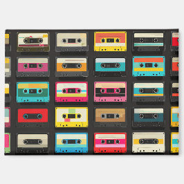 Retro Cassette Tape Pattern – Vintage Music  マグネット