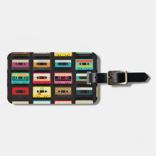 Retro Cassette Tape Pattern – Vintage Music  ラゲッジタグ (正面横)