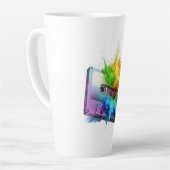 Retro Cassette Tape with Rainbow Color Splash Burs カフェラテマグ (左アングル)