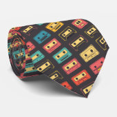 Retro Cassette Tapes Pop Culture Custom Necktie ネクタイ (ロール)