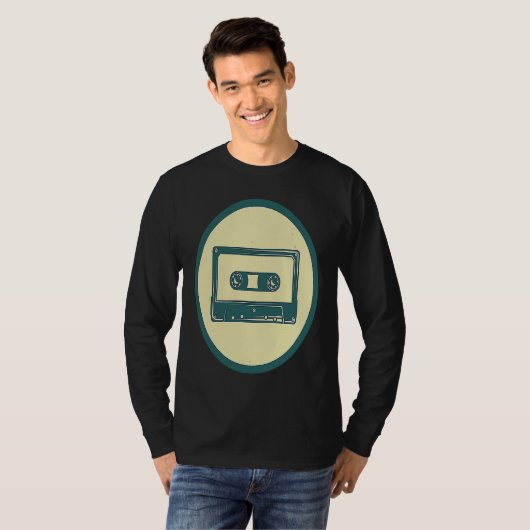 Retro Cassette Vintage Tape Music Tシャツ (正面フル)