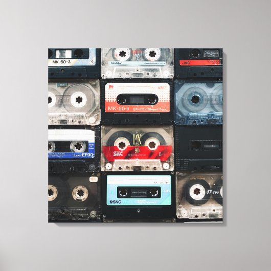 Retro cassettes image on canvas キャンバスプリント (正面)