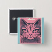 retro cat 2 缶バッジ (正面&裏面)