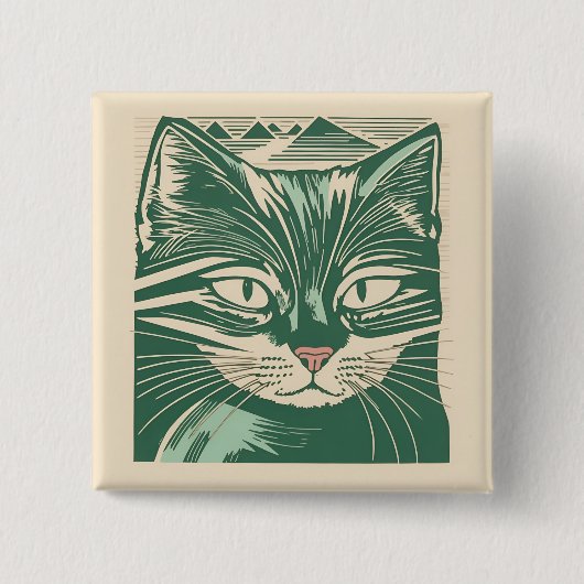 retro cat 3 缶バッジ (正面)