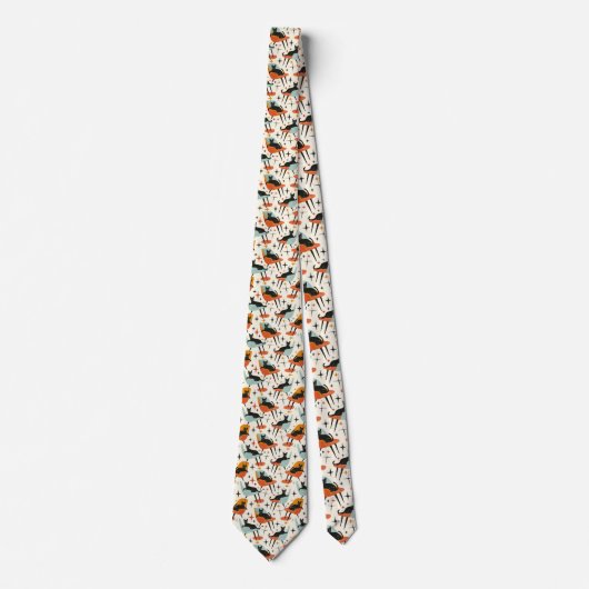 Retro Cat 50s Graphic Custom Necktie ネクタイ (正面)