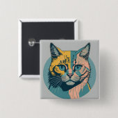 retro cat 5 缶バッジ (正面&裏面)