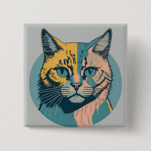 retro cat 5 缶バッジ (正面)