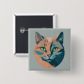 retro cat 5 缶バッジ (正面&裏面)