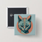 retro cat 5 缶バッジ (正面&裏面)